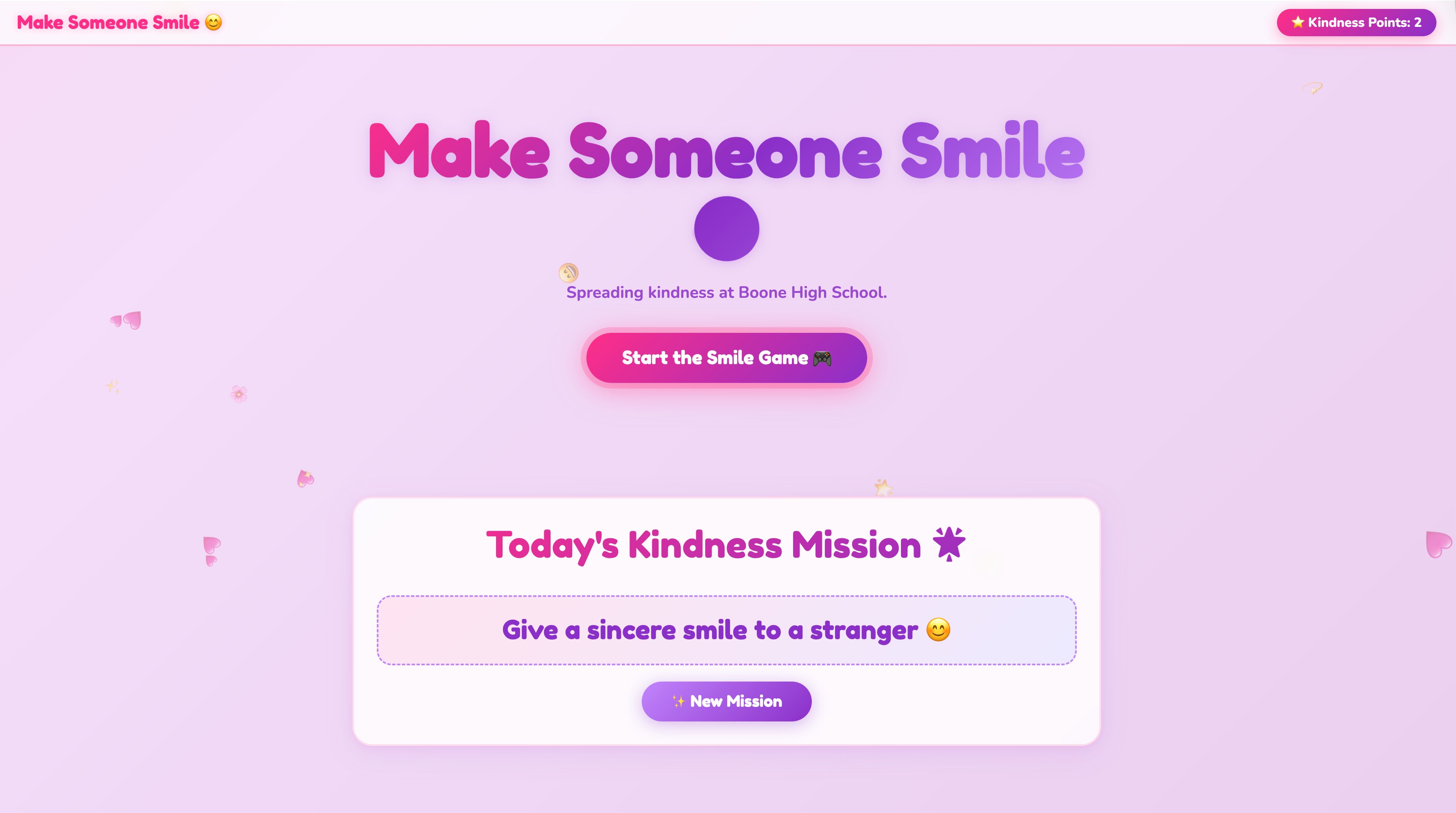 Make Someone Smile kindness campaign digital card - Pink and purple design for school and community engagement